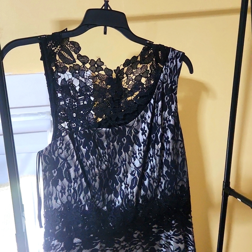 Size 8 black and champagne lace dress